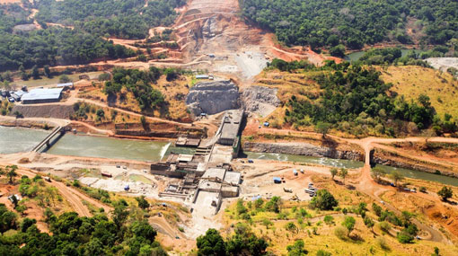 Filling of water in the Moragahakanda Reservoir today